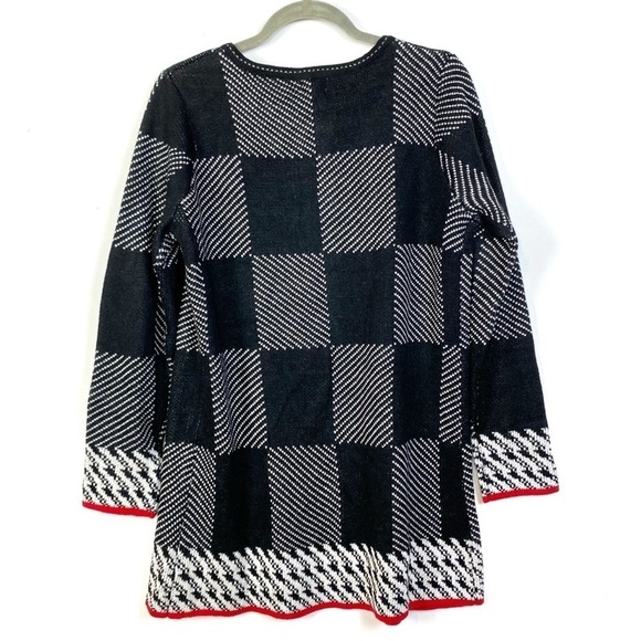 Monroe And Maine Plaid Houndstooth Trim Cardigan M - Picture 2 of 7